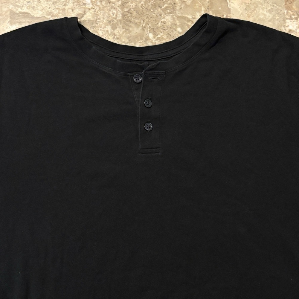Vuori Shirt Mens Large Black Ever Henley Short Sleeve Pima Cotton Smart Casual